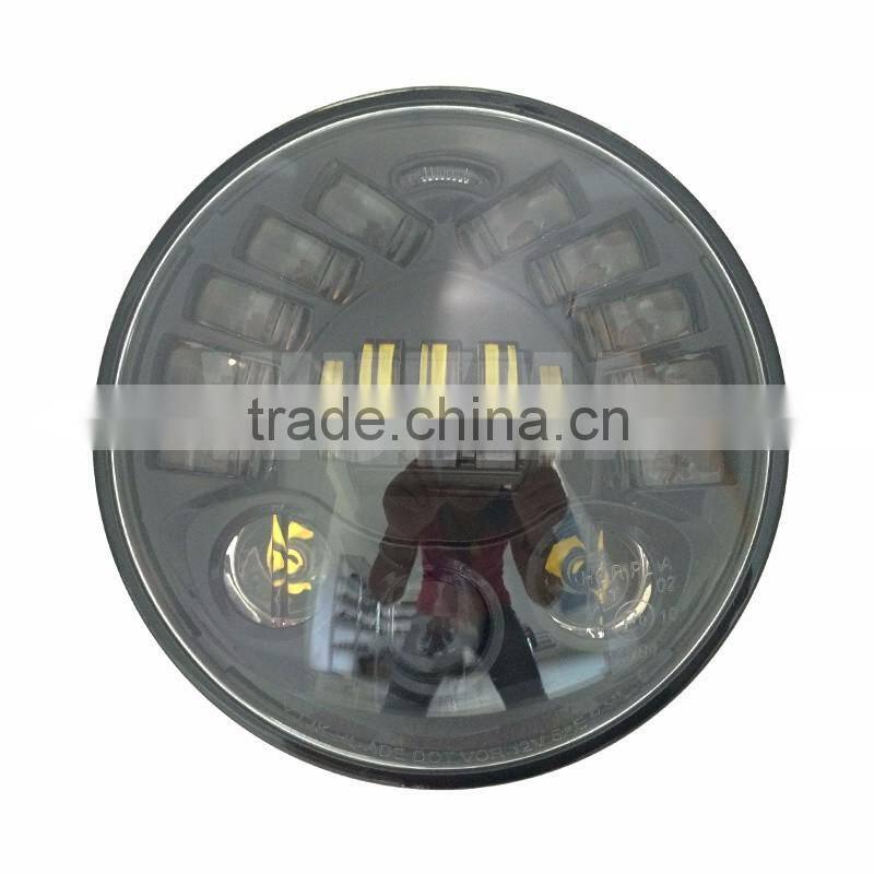 8790 7inch Led Headlight Chrome Black 12V Led Headlamp Hi/lo amber turning signal and white parking lights for Harley motorcycle