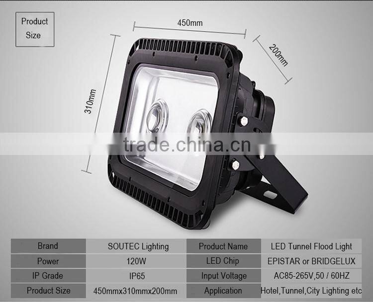 CE RoHS certificated IP65 240W high power led outdoor flood light for tunnel lighting street light