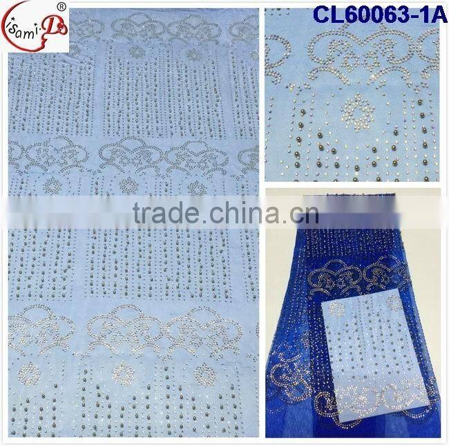 CL60063 Wholesale price top grade quality women white beaded wedding lace fabrics ,tulle french lace with stones