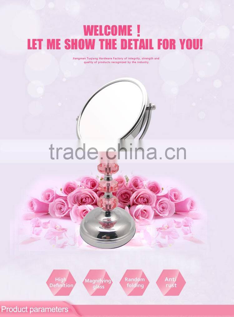 Double sided pink acrylic cosmetic mirror