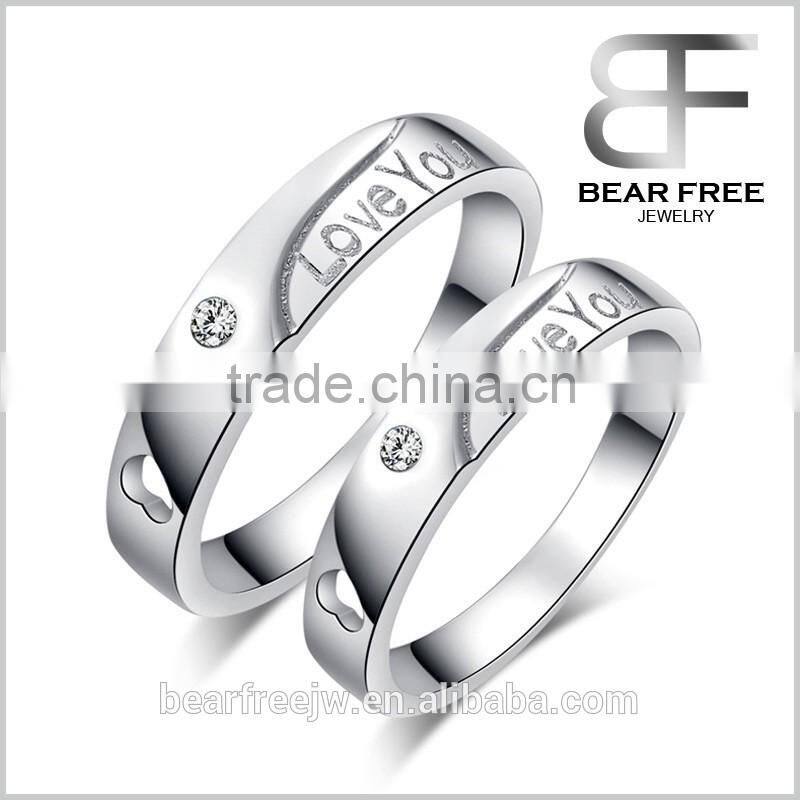 Fashion 925 Sterling Silver " Love You" Couples Promise Ring Mens Womens Engagement Wedding Bands