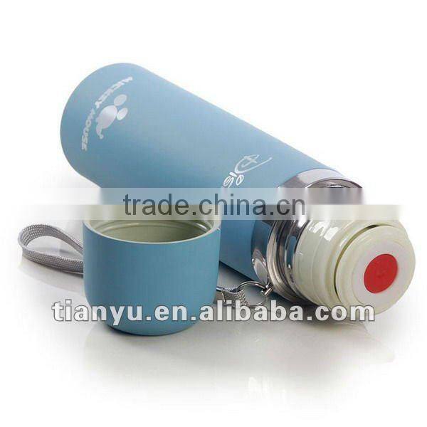 Nice looking stainless steel vacuum bottle flask with carrying strap 350ml&500ml