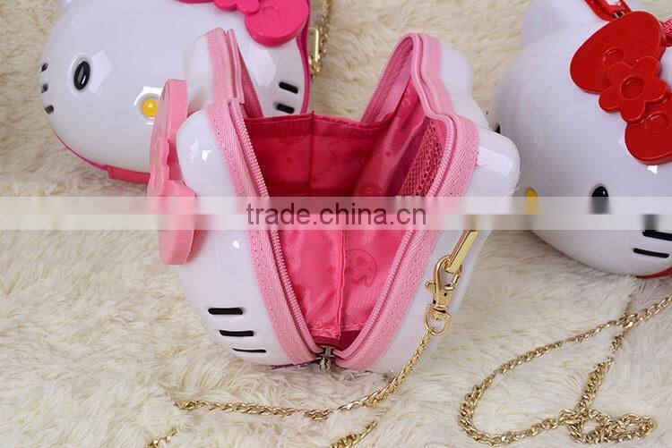 2016 new design bag cute kitty messenger bag hot sell ABS+PC child's bag