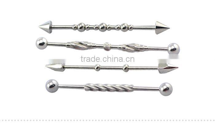 Fake industrial barbell piercing jewelry