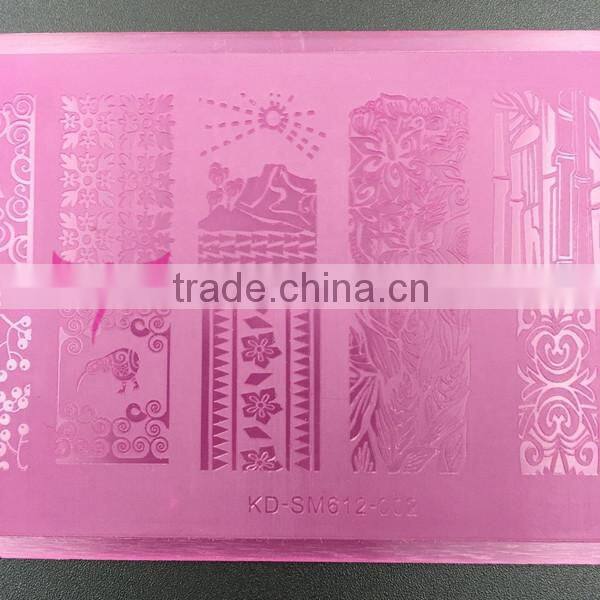 Easam new cheap high quality plastic PVC nail art stamp plate with 6 color available