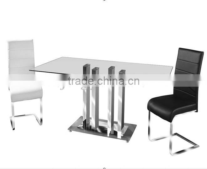 Italy glass leather dining table set
