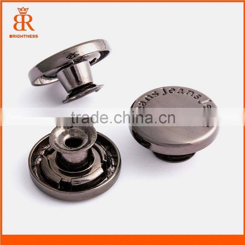 Fashion man clothing zamak button silver jeans button name clothes button