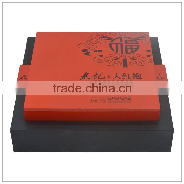 Custom printed high quality wooden rectangle hat box for tea