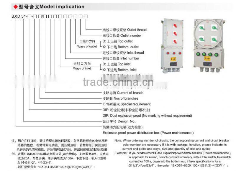 BXD51 Explosion proof power distribution box aluminum alloy enclosure