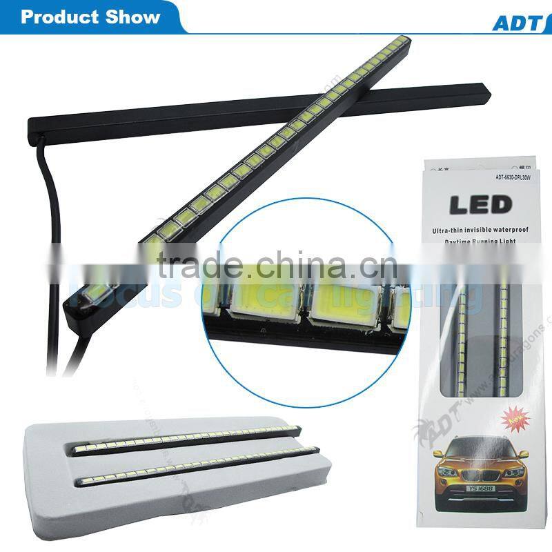 2pcs White Mini LED DRL Bars 30-SMD 5630 Waterproof High Bright Light Strips