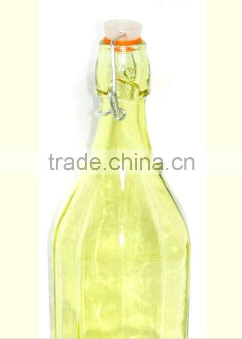1 liter round colored clip lid wholesale glass juice bottles