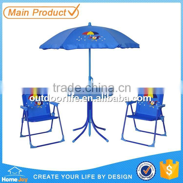 Hot selling kids play table and chair furniture set, folding chair set with umbrella, kids furniture set pink