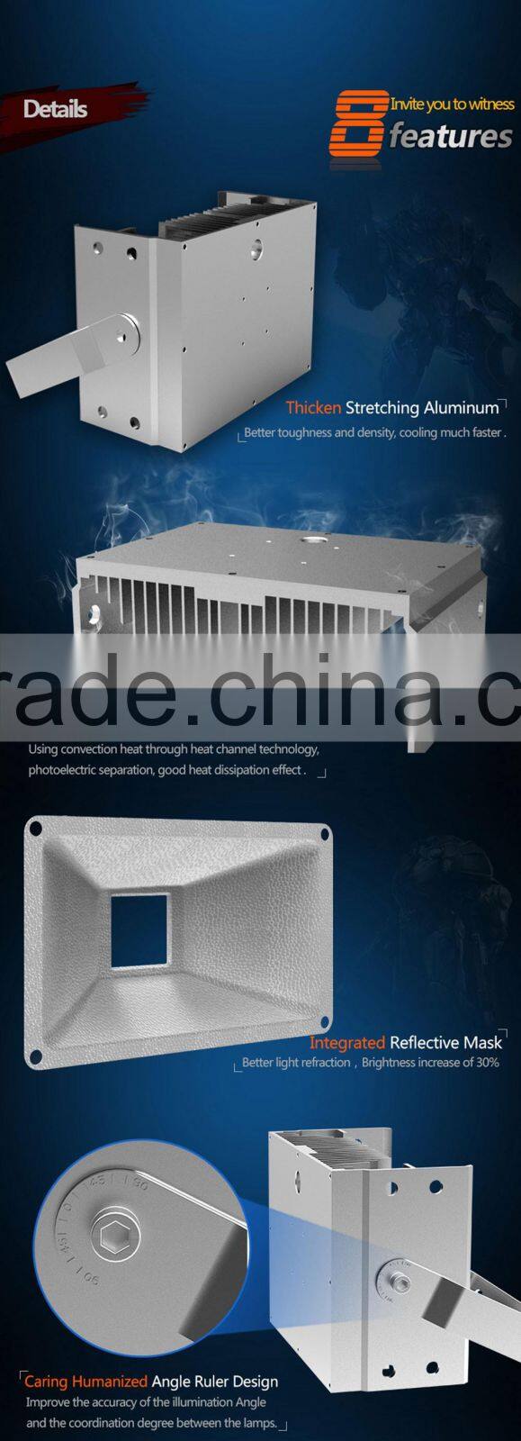Patent Outdoor Waterproof IP67 30W 50W 100W 150W 200W LED Flood Light