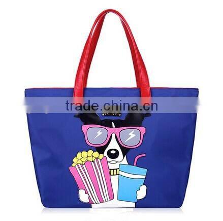 2014 Cartoon contrast color nylon handbag