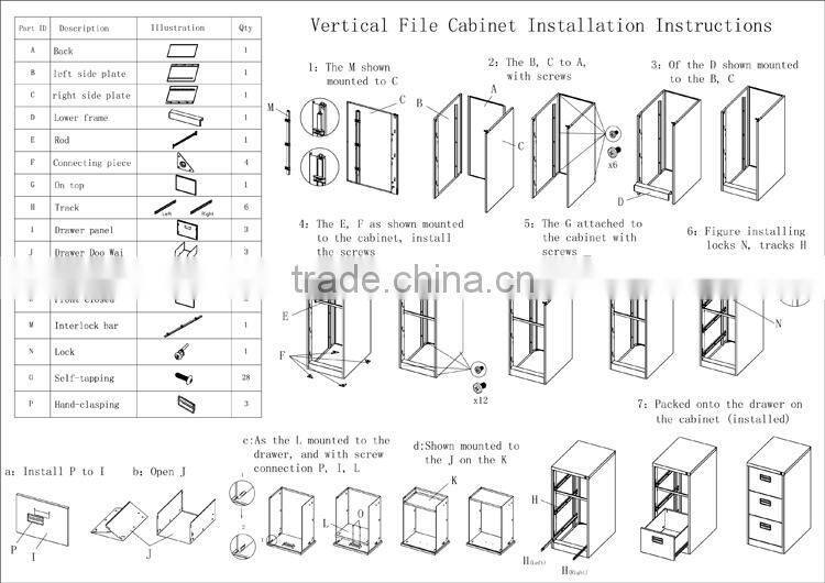 Bizoe superior in quality 3 drawers steel unique file cabinet