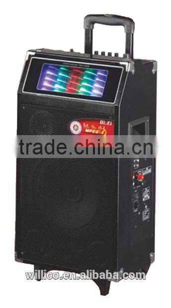 Best quality and cheap wooden trolley active speaker with rechargeable battery