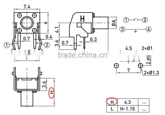 TSA06237 DC12V 50mA interrupter 6mm pressure switch