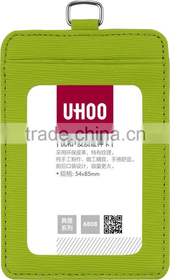 Eco-friendly material leather id card holder fancy name badge
