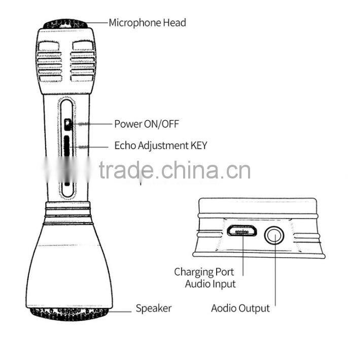2016 newest wireless mini microphone portable speaker + Bluetooth outdoor KTV karaoke Player