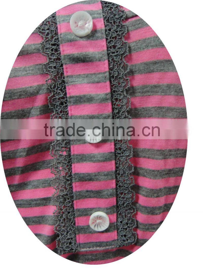 color stripe eyelet lace trim shortie