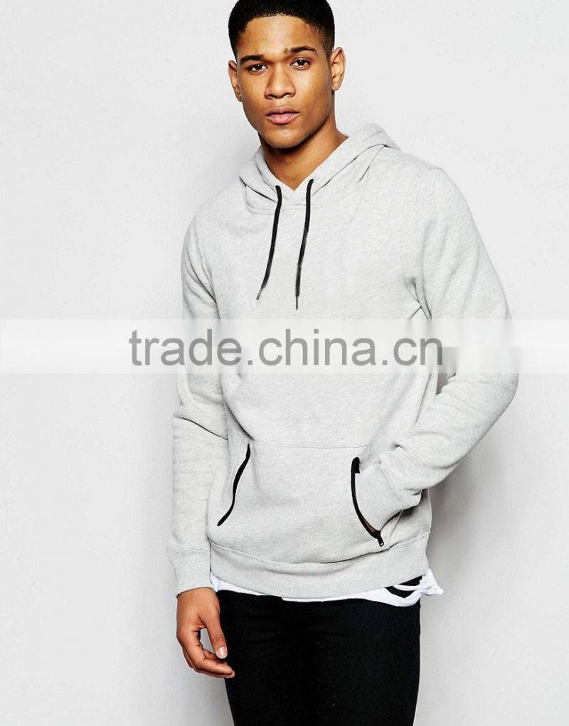 cheap custom white men casual 100% cotton with pocket longline wholesale blank pullover hoodies