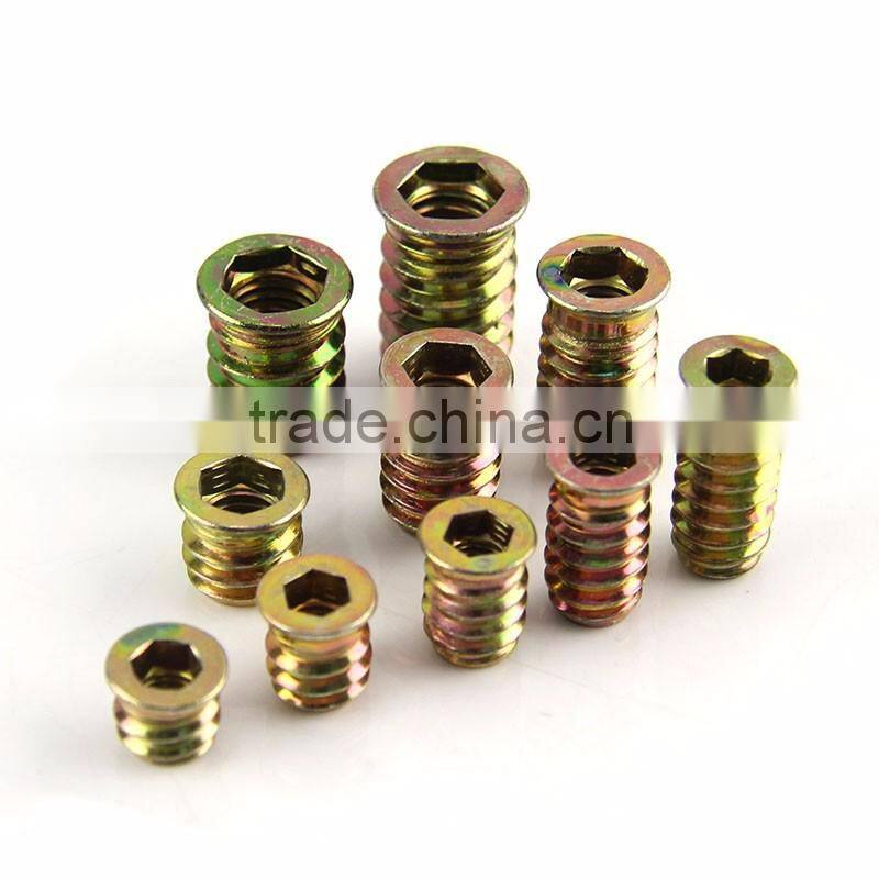 Odm good quality zinc alloy colorful furniture wood insert nut