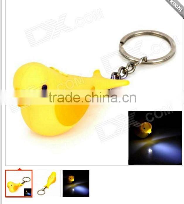 cute bird singing led light pvc key ring key chain