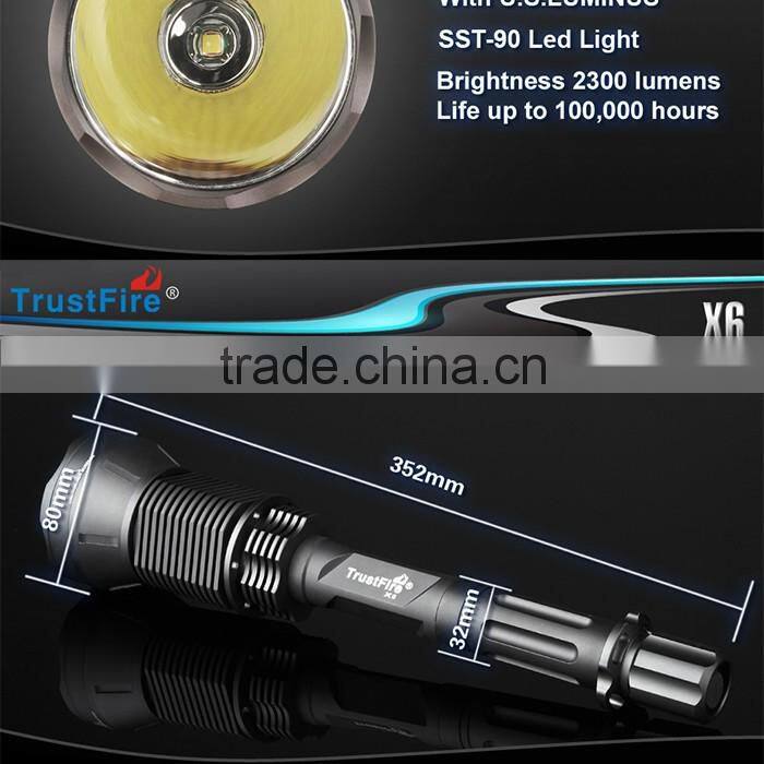 TrustFire 5 modes led flashlights TR-X6 Camping & sports equipment 2300lumens torch flashlight with CE,FCC certification