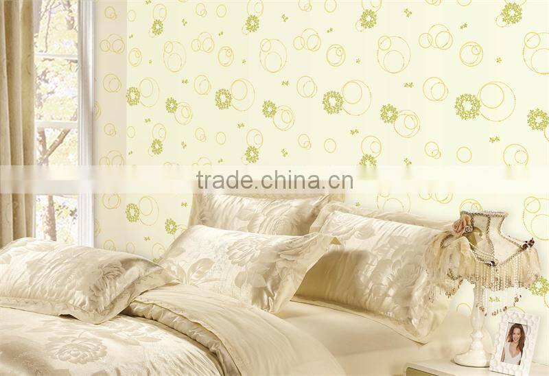 2015 hot embossed spring nonwoven decorative room wallpaper