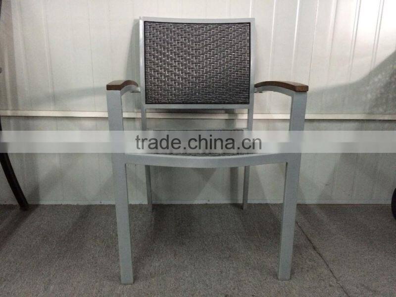 Outdoor aluminium stackable restaurant chair with rattan seat & back aluminum rattan chair