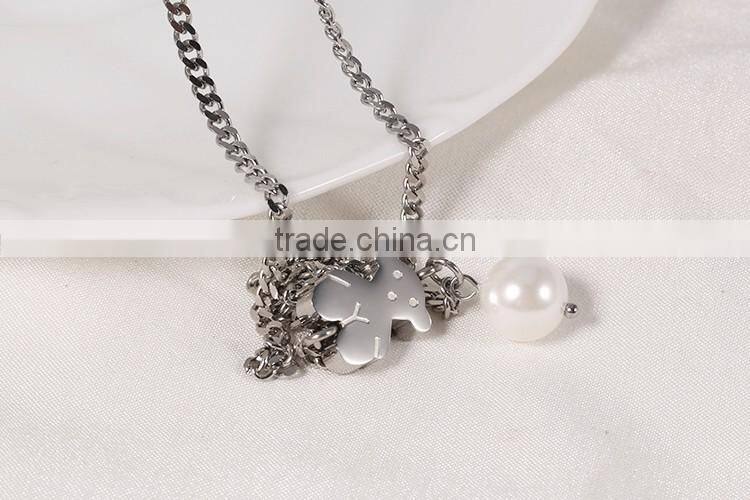 fashion jewelry 2016 stainless steel bear pendant silver necklace