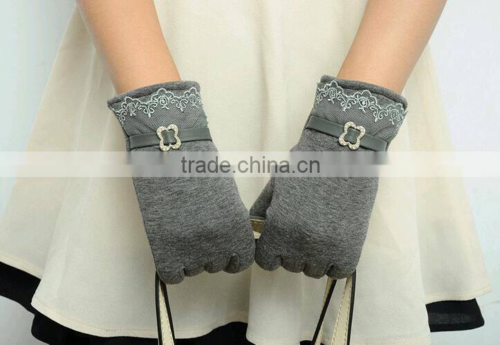 2016 5 Colors New Women Ladies Winter Warm Vintage Touch Screen Lace Gloves for women