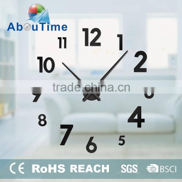DIY 3D acrylic Mute heart shaped wall clock acrylic wall clock