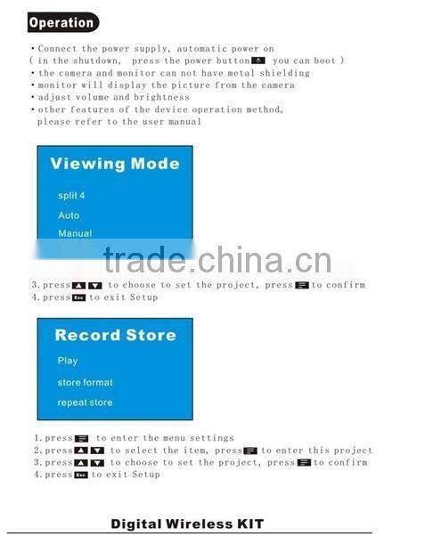 2.4Ghz Digital Video Security System 7'' LCD 4Channels Long Range Camera DVR Kit