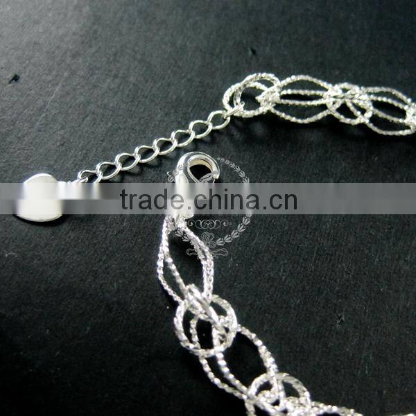19cm silver plated brass faceted rhombic link fashion DIY bracelet supplies 1900071