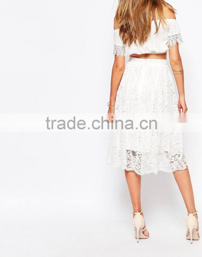 Premium long Lace skirt Full Midi length white lace Skirt