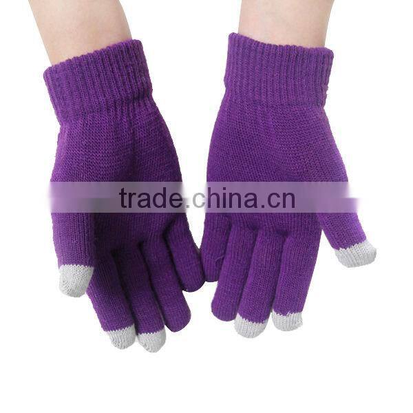 winter custom fashion knitted computer gloves with touch screen