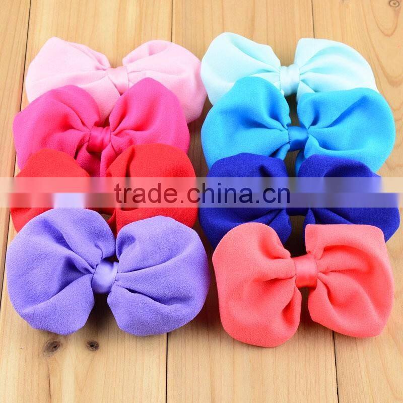 Chiffon Fabric Hair Bows Tie Wholesale hair pin chiffon bow flowers