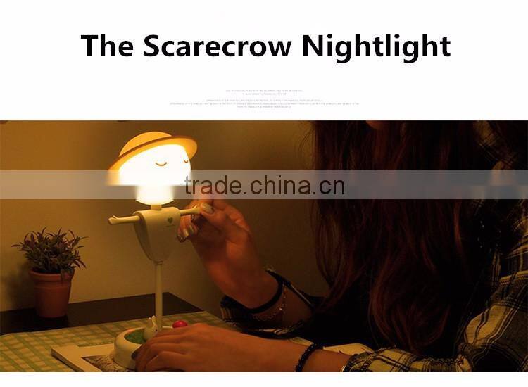 3D Scarecrow Kid's Night Light with Power Bank USB Rechargeable LED Table Lamp