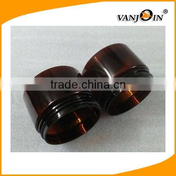 8oz 250g Amber PET single wall jar with black smooth lid with pressure sensitive liner