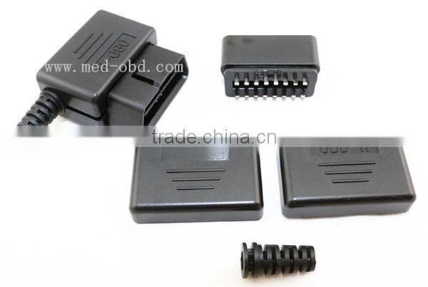 OBD2 Male Connector 16pin 90 Degree Right Angle J1962m Plug with Enclosure without Screw