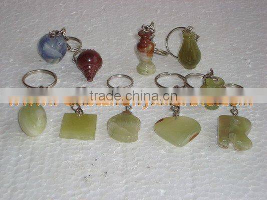 TOP PAKISTANI NATURAL STONE ONYX KEY CHAINS HANDICRAFTS