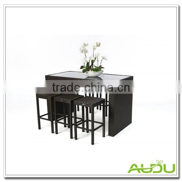 Bar Dining Table,6 Pcs Stools Bar Used Weave Dining Table