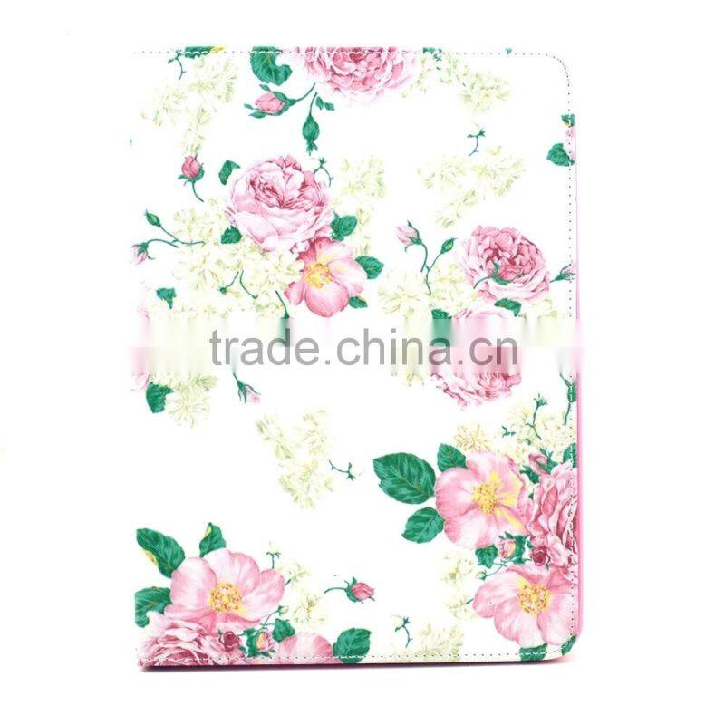 Elegant Leather Case For iPad 6 air 2 ,Flower Printing Case For Tablet IPad 6