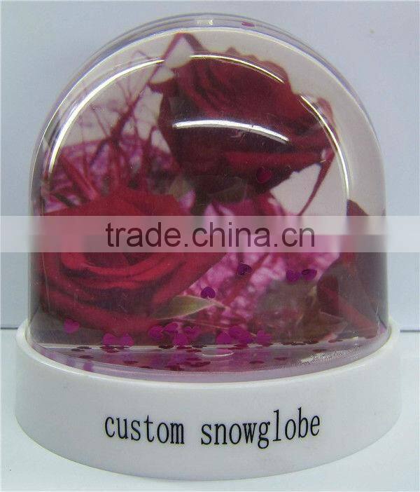 Plastic love flower photo holder snow globes