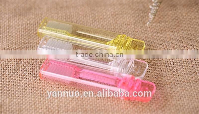 Transparent Plastic Disposable Portable Folding Toothbrush For Hotel and flight