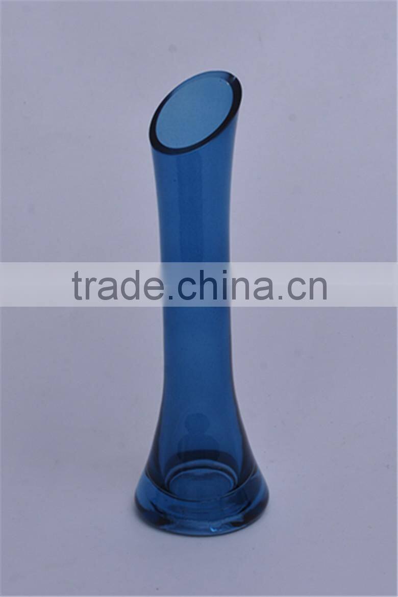Cheap colored glass vases, restaurant table used glass vases, Single flower glass vases