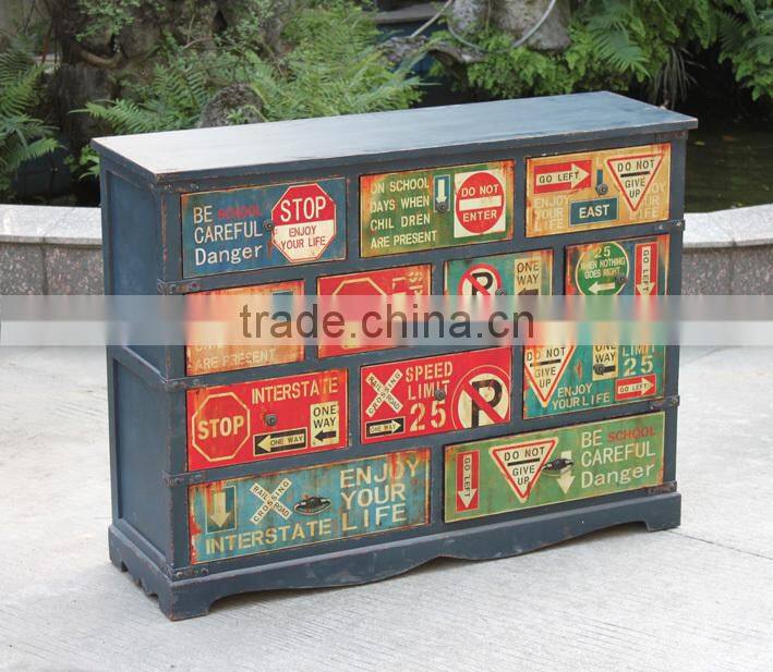 antique blue wooden tool Cabinet