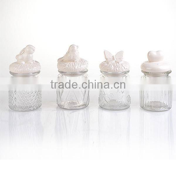 glass storage jar with ceramic clip lid