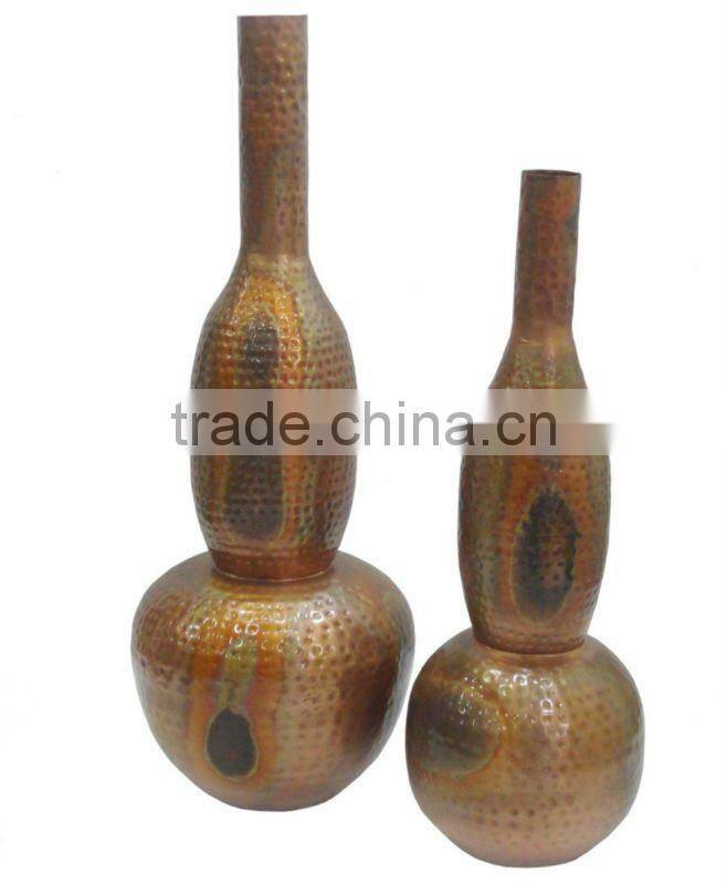 Hand hammered Metal Flower Vase